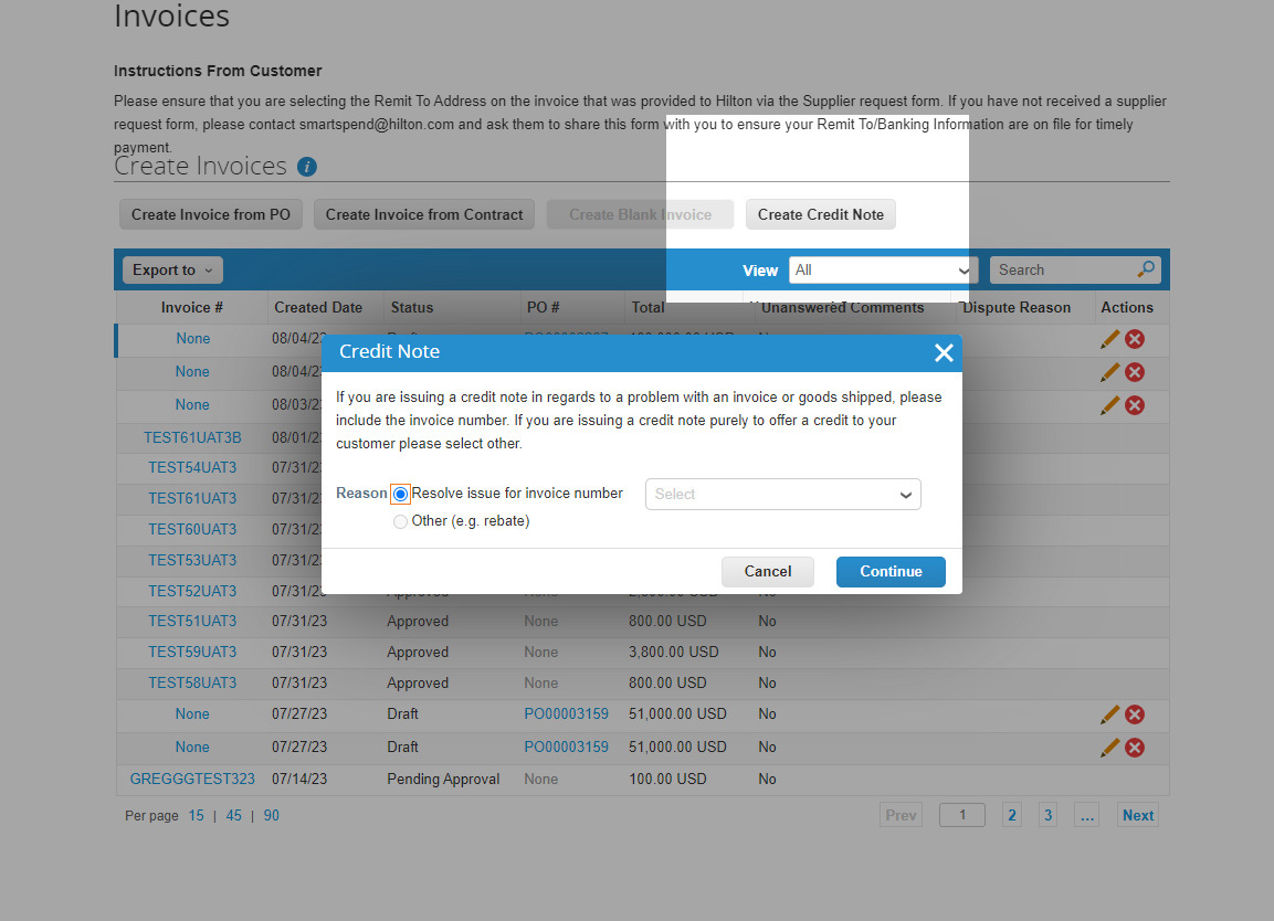 Create Credit Note