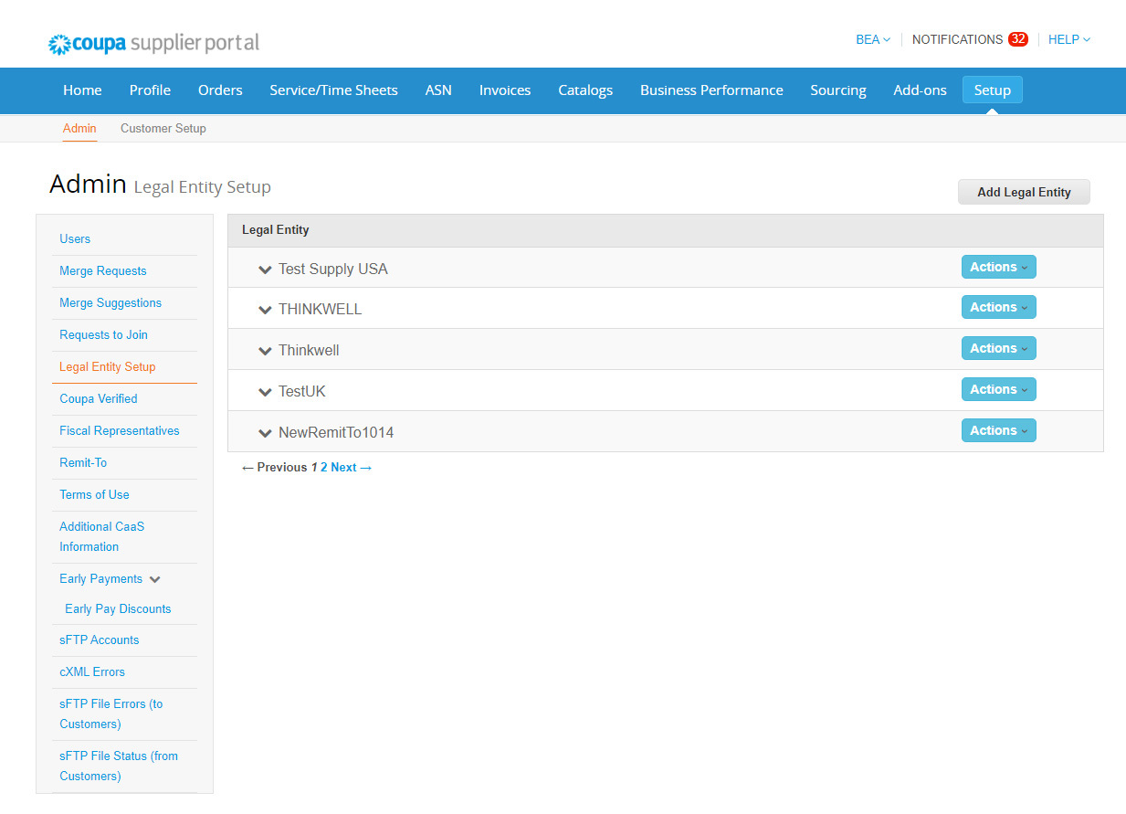 Legal Entity Setup