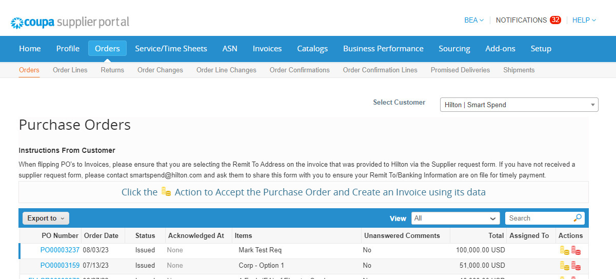 Purchase Orders